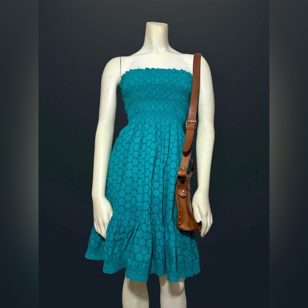 Victoria's Secret Blue Strapless Smocked Sundress